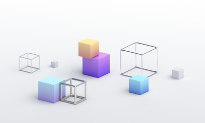 Obraz premium Abstract 3d render, modern geometric background design with cubes