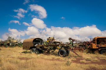 Fototapeta premium Crushed Army Cars on the Tank Graveyard in Asmara, Eritrea
