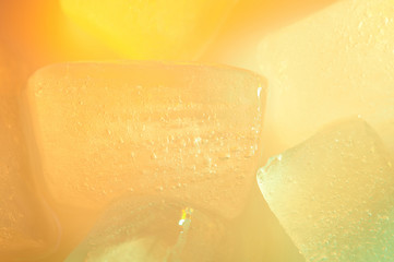 Orange color ice cube