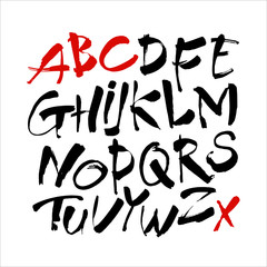 Vector Acrylic Brush Style Hand Drawn Alphabet Font. Calligraphy alphabet on a white background