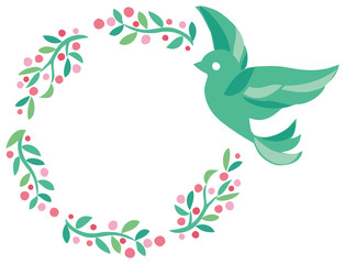 植物　鳥　フレーム