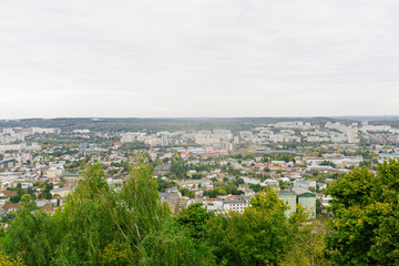 Fototapeta na wymiar Lviv, Ukraine. October 2019. Panoramic view of the city from the castle hill