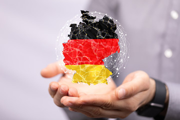 Abstract of germany map network, internet and global connection concept, Wire Frame 3D