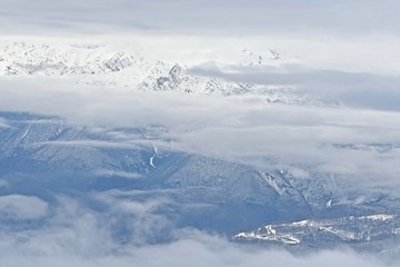 top view of clouds over mountain landscape
