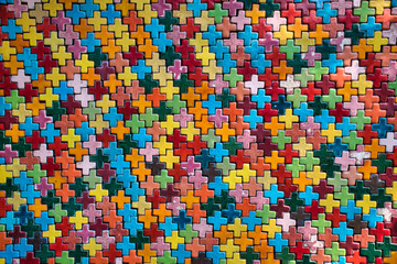 Fototapeta premium Amazing beautiful ceramic patterns rich in wonderful colors and shapes in the garden of the Tao Hong Tai Ceramics Factory in Ratchaburi