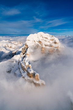 Winter aerial view of Tofana di Mezzo Dolomites Province of Belluno Veneto Italy Europe