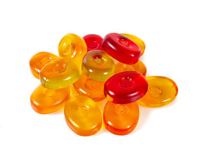 fruity candies isolated on white background