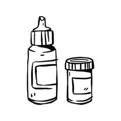 Medicines. Hand drawn illustration. Cartoon style.