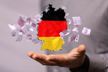 map of Germany. Wire frame 3D mesh polygonal network line, design.