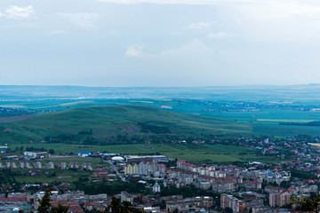 Landscape of the Piatra Neamt town viewed from Pietricica mountain.