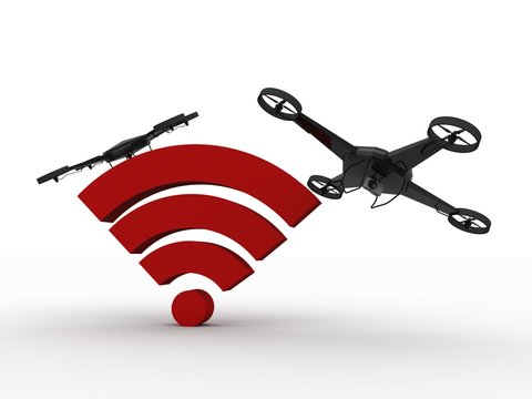 3d illustration WiFi symbol with drone