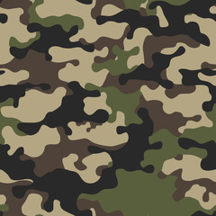 Camouflage modern green.Seamless pattern of spots.Army background. Hunting clothes. Vector