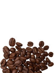 Close up of coffee beans. Isolated on a white background