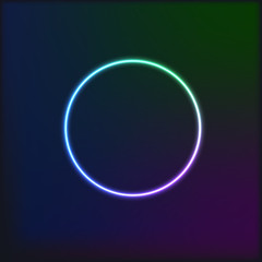 Neon green circle glowing on a dark background.For banner and advertising