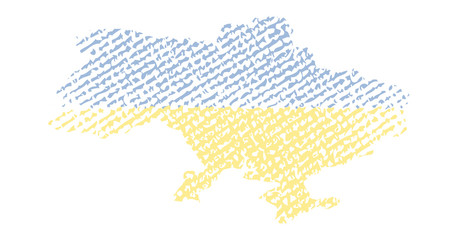 Ukraine country map backgraund made from brush style with stripes. Vector illustration isolated on white background