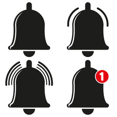 Message bell icon. Vector bells and alerts for counteracting offers of alarm clock and smartphones, material design, social media element, user interface sign. Vector