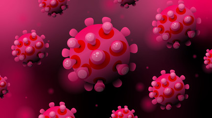 Obraz na płótnie Canvas 3D illustration of COVID-19 (Corona Virus) cells. Illustration showing the structure of the epidemic virus. The concept of the virus inside the human body.