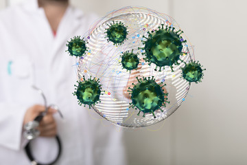 Virus abstract background. protection Genetics Bacteriological Microorganism..