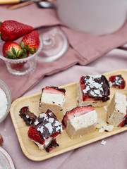 Picnic berrie dessert served on a ground