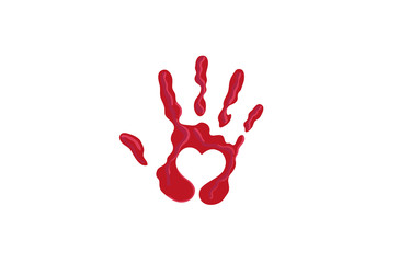 Creative Abstract Hand Print Heart Logo Symbol Design Vector Illustration