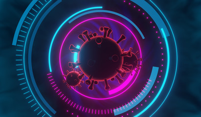 Corona virus digital background, covid-19 futuristic digital innovation background with protective shield