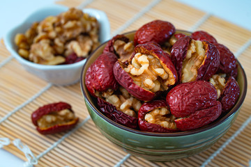 Dry red dates with walnuts