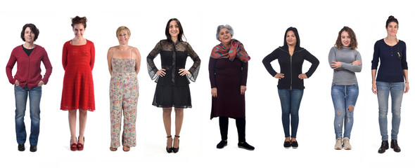 group of woman on white