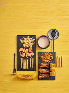 Grilled Food In A Yellow Theme