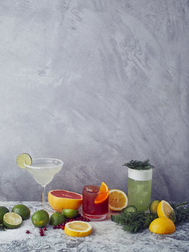 Selection of citrusy cocktails