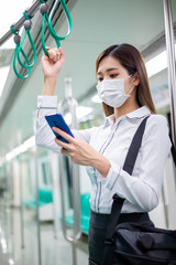 woman with mask in mrt