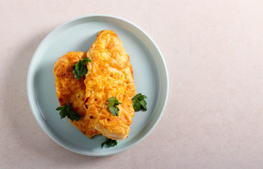 Fried chicken fillet schnitzel