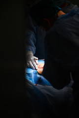 Breast tumor resection. Wound closure