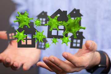 Coronavirus outbreak. stay at home stay safe. keep calm and work from home. 3d.