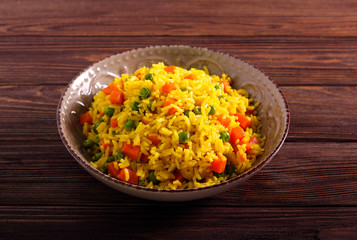 Carrot and pea rice