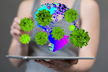 mikro digital epidemic corona virus nCoV , Novel Coronavirus 19-NCP. nCoV denoted is...