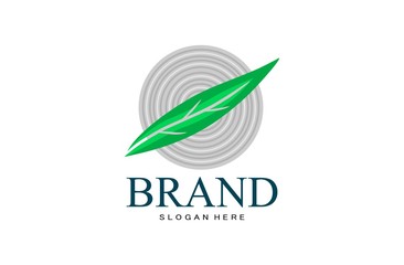 Fototapeta premium Leaf logo, free hand vector leaf, leaf with frame and brand