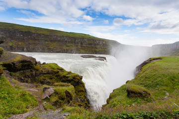 Fototapeta na wymiar Gullfoss falls in summer season view, Iceland