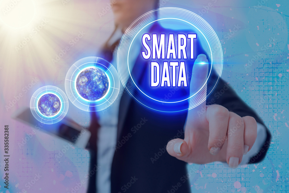 Poster writing note showing smart data. business concept for digital information that is formatted for furt