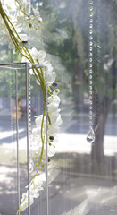 flower decor and crystal garland