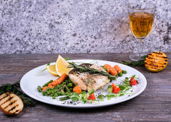 fried fish with vegetables