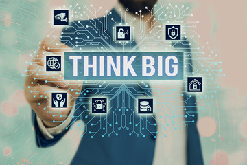 Handwriting text Think Big. Conceptual photo To plan for something high value for ones self or for...