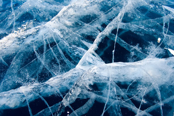 Amazing ice transparent ice on lake Baikal