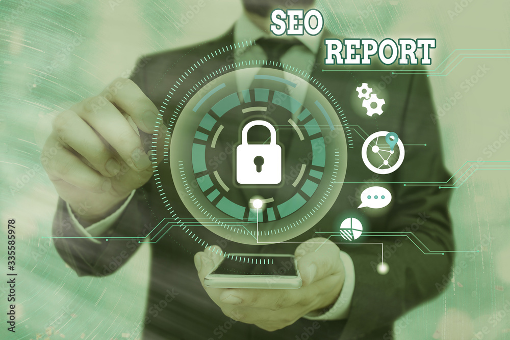Poster handwriting text seo report. conceptual photo notifying on how website is performing in search engin