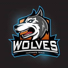 wolves esport gaming mascot logo template. vector