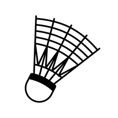 Shuttlecock for badminton black icon isolated on white background. Badminton symbol. Trendy line design. Graphic pictogram. Vector illustration.