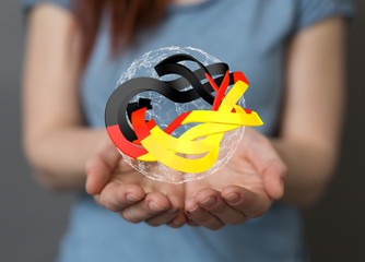 Abstract of germany map network, internet and global connection concept, Wire Frame 3D
