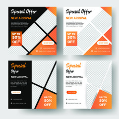 Instagram post or square banner tamplate. men's fahion sales Premium Vector