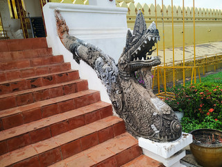 The serpent design architecture of laos temple.
