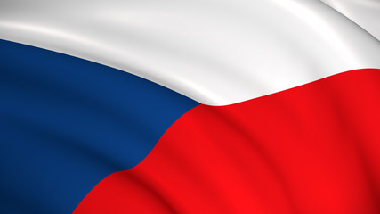 The national flag of Czech Republic (Czech flag) - waving background illustration. Highly detailed realistic 3D rendering