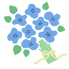 ナチュラルで手書き風な青い花のブーケ